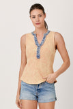 Washed Thermal Sleeveless Henley Top- Multiple Colors