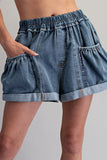 Mineral Washed Denim Shorts