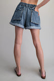 Mineral Washed Denim Shorts