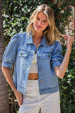 Puff Sleeve Denim Jacket