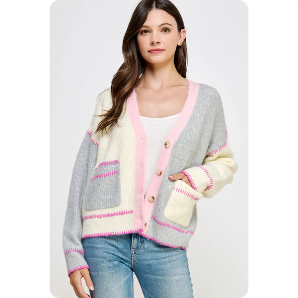 Colorblock Cardigan- Multiple Colors