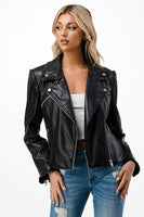 Leather Ruffle Jacket