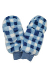 Blue Checked Furry Mittens