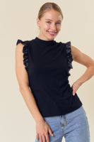 Mock Neck Ruffle Tank