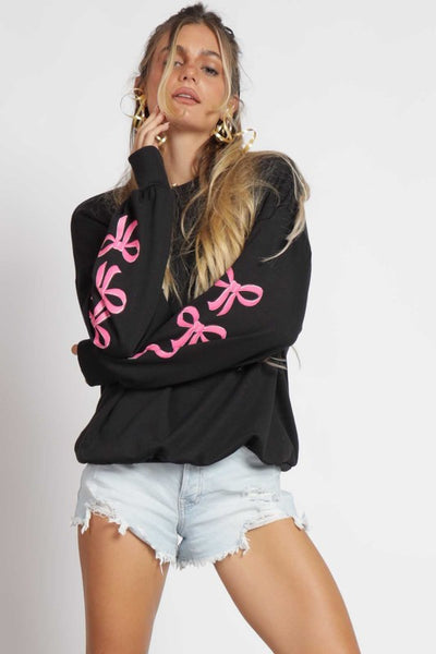 Bow Print French Terry Sweatshirt