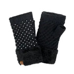 Rhinestone Fingerless Gloves