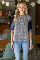Mixed Pattern Puff Top