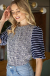 Mixed Pattern Puff Top