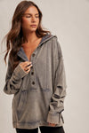 Washed Ruched Sleeve Hoody