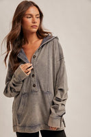 Washed Ruched Sleeve Hoody