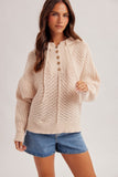 Half Button Down Hoodie Sweater- Two Color Options