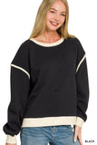 Fleece Contrast Sweatshirt- Two Color Options