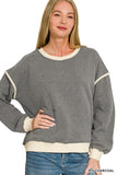 Fleece Contrast Sweatshirt- Two Color Options