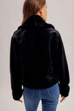 Shawl Collar Soft Fuzzy Crop Jacket