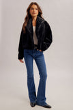 Shawl Collar Soft Fuzzy Crop Jacket
