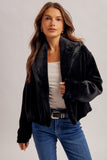 Shawl Collar Soft Fuzzy Crop Jacket