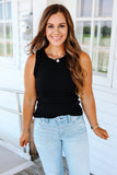 Ruffle Trim Ribbed Tank- Multiple Colors