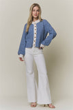 CONTRAST SCALLOP TRIM SWEATER