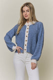 CONTRAST SCALLOP TRIM SWEATER