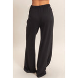 Drawstring Pintuck Wide Leg Pants