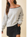Drop Shoulder Fuzzy Pullover