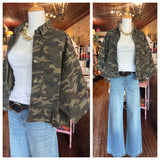 Washed Vintage Camo Denim Ruffled Shirt/Jacket
