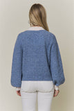 CONTRAST SCALLOP TRIM SWEATER