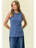 Ruffle Trim Ribbed Tank- Multiple Colors