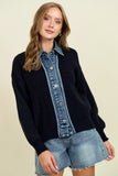 Denim Contrast Sweater