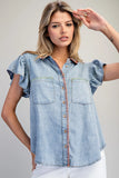 Snow Washed Denim Top
