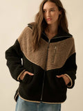 Colorblock Sherpa Fleece Zip-Up