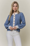 CONTRAST SCALLOP TRIM SWEATER