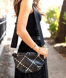 Gold Metallic Diamond Black Crossbody