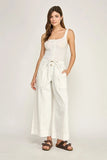 Drawstring Wide Leg Stitch Detail Pants