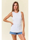 Ruffle Trim Ribbed Tank- Multiple Colors