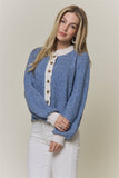 CONTRAST SCALLOP TRIM SWEATER