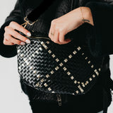 Gold Metallic Diamond Black Crossbody